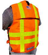 PC13 Party Chief vest, HEAVY DUTY, yellow striping, Orange